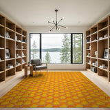 Geometric Modern Yellow Honeycomb Hexagon Area Rug