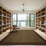 Tan Leopard Print Area Rug with Black Border