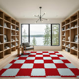 Red White Checkered Quilted Area Rug