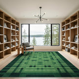 Modern Green Grid Abstract Area Rug