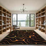 Vibrant Orange Swirl Abstract Orange Area Rug