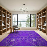Kids Cartoon Purple Cat Collar Paw Print Area Rug
