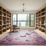 Pink Cherry Blossom Butterfly Area Rug