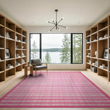 Pink Gingham Check Area Rug