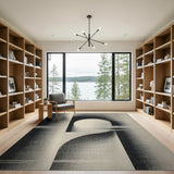 Abstract Black and White Abstract Geometric Black White Area Rug