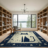 Starry Black Cat Area Rug