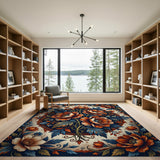Vintage Poppy Floral Area Rug