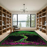 Psychedelic Neon Tree of Life Area Rug