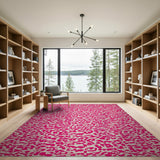 Pink Vibrant Pink Leopard Print Area Rug