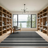 Geometric Modern Bold Striped Woven Bold Black White Striped Woven Area Rug