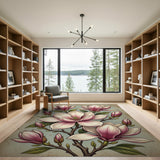 Vintage Blush Magnolia Floral Rug