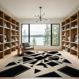 Abstract Black Geometric Explosion Area Rug
