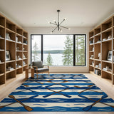 Nautical Crossed Oars Blue Waves Rug