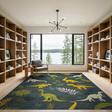 Cartoon Dinosaur Jungle Kids Area Rug