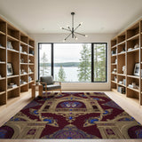 Opulent Theater Mask Red Area Rug