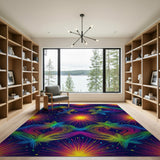 Neon Rainbow Dogs and Stars Kids Area Rug
