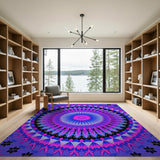 Vibrant Purple Mandala Geometric Area Rug