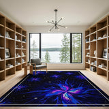 ODIKA Cosmic Floral Washable Rug - Low Pile Non-Slip Celestial Area Rug