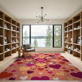 Whimsical Scattered Hearts Area Rug