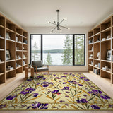 Purple Purple Iris Floral Vintage Area Rug