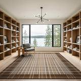 Rustic Farmhouse Rustic Brown Plaid Area Rug