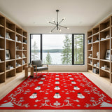 Festive Red Snowmen Christmas Area Rug