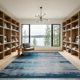 Blue and Teal Blue Teal Distressed Abstract Area Rug