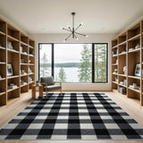 Black White Buffalo Check Woven Area Rug