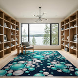 Teal Pearl Bubble Shimmer Area Rug