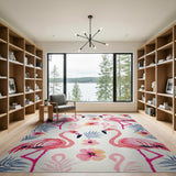 Pink Flamingo Tropical Area Rug