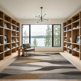 Modern Abstract Wave Neutral Area Rug