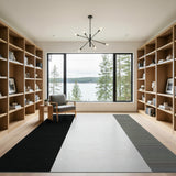 Asymmetrical Black White Stripe Area Rug