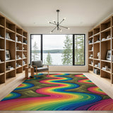 Multi-color and Patterns Vibrant Rainbow Waves Area Rug