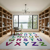 Multi-color and Patterns Vibrant Rainbow ABC Alphabet Kids Rug