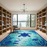 Mosaic Sea Turtle Coral Reef Area Rug