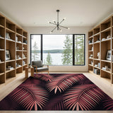 Pink Palm Frond Area Rug
