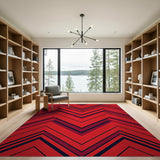 Bold Red Chevron Zigzag Geometric Area Rug