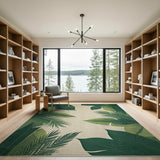 Green Palm Leaf Area Rug
