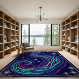 Starry Aurora Swirl Abstract Area Rug