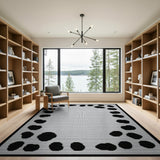 Black and White Black White Abstract Spot Area Rug