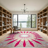 Pink Pink Mandala Geometric Area Rug