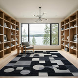Geometric Modern Geometric Black White Area Rug