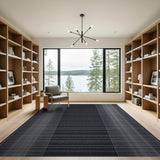 Modern Black White Grid Stripe Area Rug