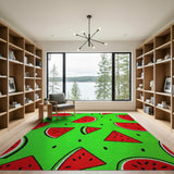 Vibrant Watermelon Slice Fruit Pattern Area Rug
