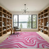 Abstract Area Vibrant Pink Swirl Abstract Area Rug