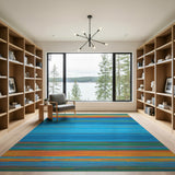 Geometric Modern Multi-color and Patterns Vibrant Multi-Color Stripe Area Rug
