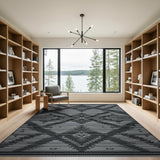 Bold Black White Geometric Tribal Rug