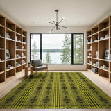 Vibrant Yellow Black Tribal Geometric Rug