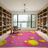 Vibrant Pink Apple Cherry Fruit Pattern Rug