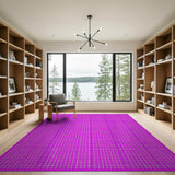 Vibrant Pink Grid Geometric Area Rug